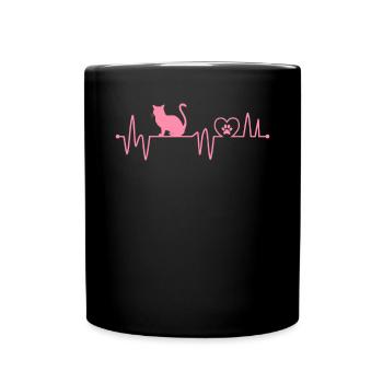Cat Heartbeat Pet Shelter Funny Foster Cat Animal - Full Colour Mug - black - Front