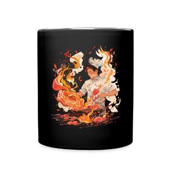 Hibachi Teppanyaki Bbq Japanese Cuisine - Full Colour Mug - black - Front