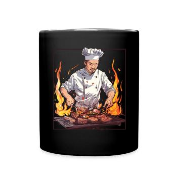 Hibachi Teppanyaki Bbq Japanese Cuisine - Full Colour Mug - black - Front
