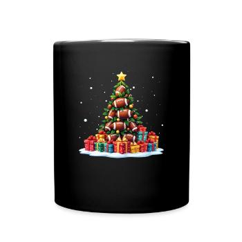 Drôle de football américain arbre de Noël Touchdown - Mug uni - noir - Devant