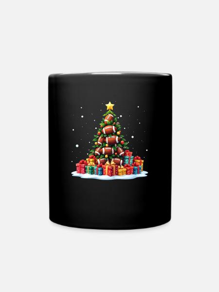 Lustiger American Football Weihnachtsbaum Touchdown - Tasse einfarbig - Schwarz