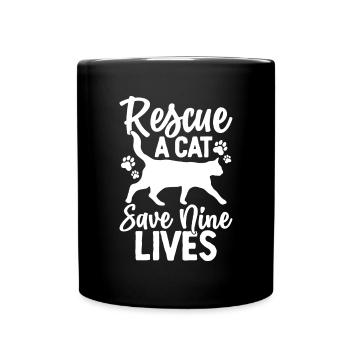 Sauver un chat sauver neuf vies drôle de chats animal - Mug uni - noir - Devant