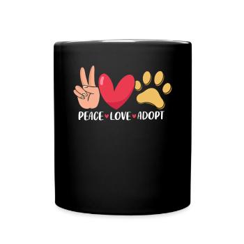 Frieden, Liebe, Rettung, Pflegeheim, Tierheim retten - Tasse einfarbig - Schwarz - Vorne