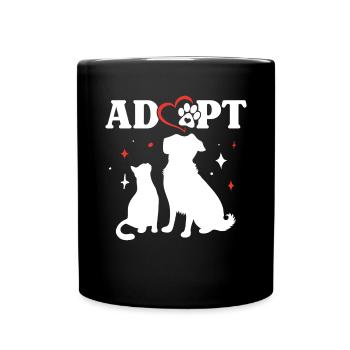 Adopter, sauver les animaux, sauvetage, famille d’accueil, refuge, animal - Mug uni - noir - Devant