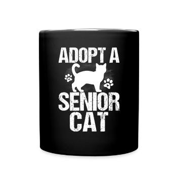 Adopt A Senior Cat Rescue Funny Kitten Animal - Full Colour Mug - black - Front
