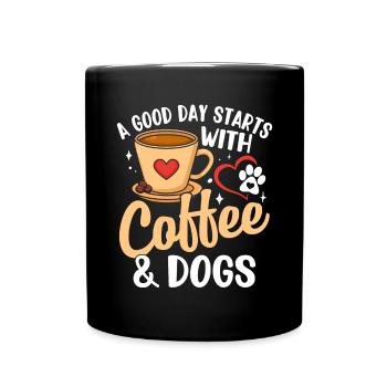 Hund Und Kaffee Tieraktivist Lustiger Hund Kaffee - Tasse einfarbig - Schwarz - Vorne