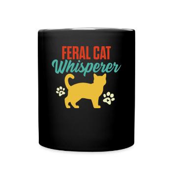 Feral Cat Whisperer Retro Vintage Funny Foster - Full Colour Mug - black - Front