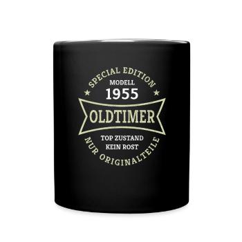 70. Geburtstag Jahrgang 1955 Oldtimer 70 Jahre - Tasse einfarbig - Schwarz - Vorne