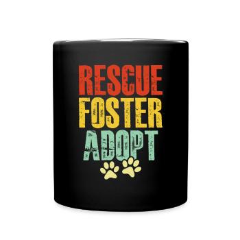 Rescue Foster Adopt Retro Pet Shelter Lustig - Tasse einfarbig - Schwarz - Vorne