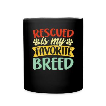 Rescued ist mein Lieblingsrasse Retro Pflegetier - Tasse einfarbig - Schwarz - Vorne
