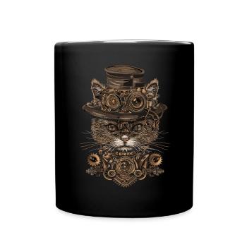 Chat steampunk - Mug uni - noir - Devant