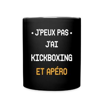 Ich kann nicht Kickboxen und Aperitif haben - Tasse einfarbig - Schwarz - Vorne