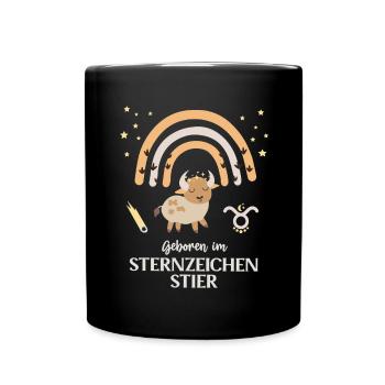 Stier Sternzeichen Geburtstag Tierkreiszeichen - Tasse einfarbig - Schwarz - Vorne