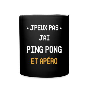 Ich kann nicht, ich kann Tischtennis und Aperitif haben - Tasse einfarbig - Schwarz - Vorne