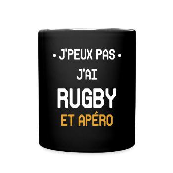 I can't I have rugby and aperitif - Full Colour Mug - black - Front