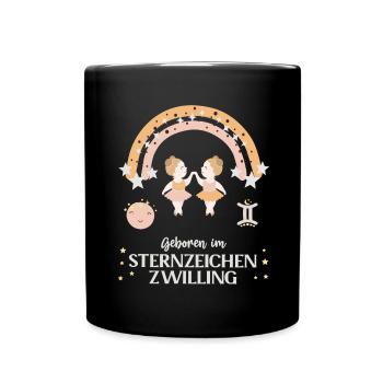Zwilling Sternzeichen Geburtstag Sternbild Geb - Tasse einfarbig - Schwarz - Vorne