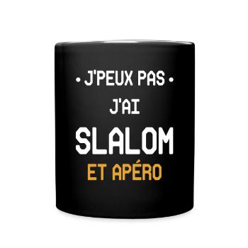Ich kann nicht, ich habe Slalom und Apéro - Tasse einfarbig - Schwarz - Vorne