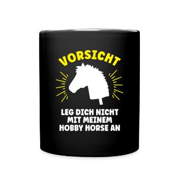Hobby Horse Pferde Hobbyhorse Reiter Horses - Tasse einfarbig - Schwarz - Vorne
