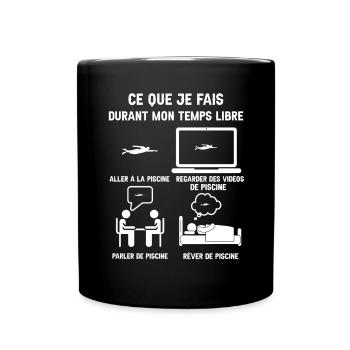 Free time swimming pool humor - Full Colour Mug - black - Front