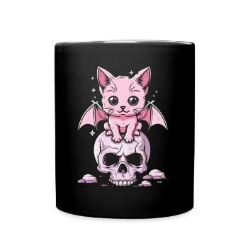 Kawaii Chat Pastel Goth Mignon Effrayant - Mug uni - noir - Devant