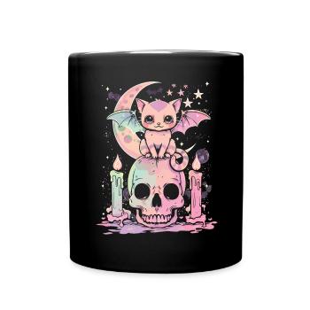 Kawaii Chat Pastel Goth Mignon Effrayant - Mug uni - noir - Devant