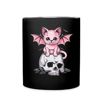 Kawaii Chat Pastel Goth Mignon Effrayant - Mug uni - noir - Devant