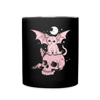 Kawaii Chat Pastel Goth Mignon Effrayant - Mug uni - noir - Devant