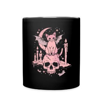Kawaii Chat Pastel Goth Mignon Effrayant - Mug uni - noir - Devant