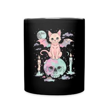 Kawaii Chat Pastel Goth Mignon Effrayant - Mug uni - noir - Devant