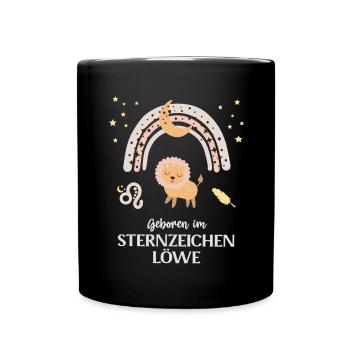 Löwe Sternzeichen Geburtstag Sternenbild Löwen - Tasse einfarbig - Schwarz - Vorne