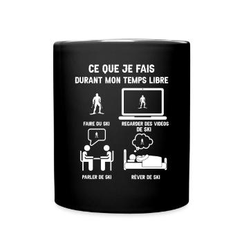temps libre ski humour - Mug uni - noir - Devant