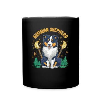 Berger Australien Magicien avec Baguette - Mug uni - noir - Devant