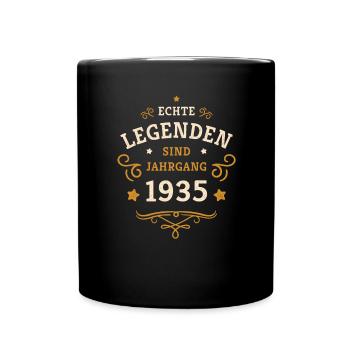 90. Geburtstag Legenden sind Jahrgang 1935 geboren - Tasse einfarbig - Schwarz - Vorne