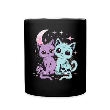 Kawaii Cat Pastel Goth Teuflisch - Tasse einfarbig - Schwarz - Vorne
