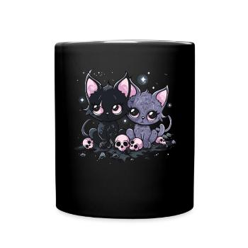 Kawaii Cat Pastel Goth Teuflisch - Tasse einfarbig - Schwarz - Vorne