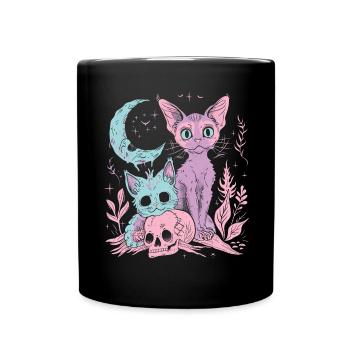 Kawaii Cat Pastel Goth Teuflisch - Tasse einfarbig - Schwarz - Vorne