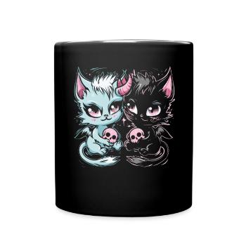 Kawaii Cat Pastel Goth Teuflisch - Tasse einfarbig - Schwarz - Vorne