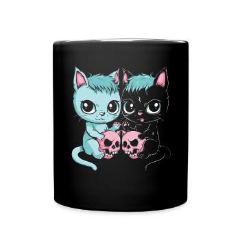 Kawaii Cat Pastel Goth Teuflisch - Tasse einfarbig - Schwarz - Vorne