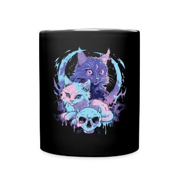 Kawaii Cat Pastel Goth Teuflisch - Tasse einfarbig - Schwarz - Vorne