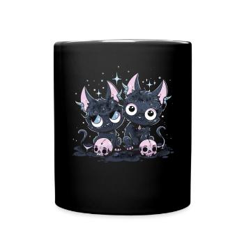Kawaii Cat Pastel Goth Teuflisch - Tasse einfarbig - Schwarz - Vorne