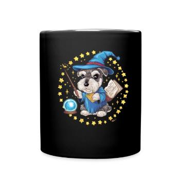 Magischer Zwergschnauzer im Zauberer Outfit - Tasse einfarbig - Schwarz - Vorne