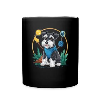 Magischer Zwergschnauzer im Zauberer Outfit - Tasse einfarbig - Schwarz - Vorne