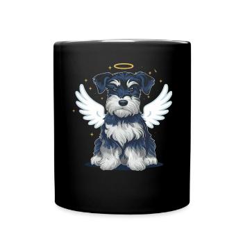 Niedlicher Zwergschnauzer mit Sonnenblumen - Tasse einfarbig - Schwarz - Vorne