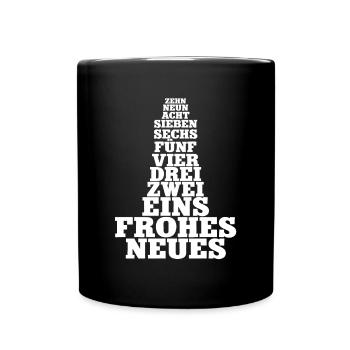 Silvester Countdown Frohes Neues Jahr New Year - Tasse einfarbig - Schwarz - Vorne