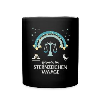 Waage Sternzeichen Geburtstag Sternenbild Libra - Tasse einfarbig - Schwarz - Vorne