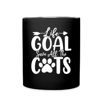 Objectif de vie Sauver tous les chats Drôle d’animaux Refuge - Mug uni - noir - Devant