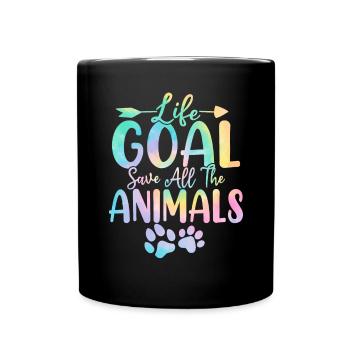 Objectif de vie Sauver tous les animaux Tie Dye Animal - Mug uni - noir - Devant