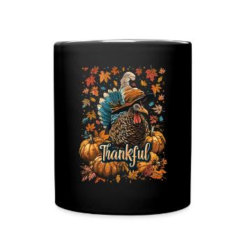 Dankbares Gobble Wobble Thanksgiving - Tasse einfarbig - Schwarz - Vorne