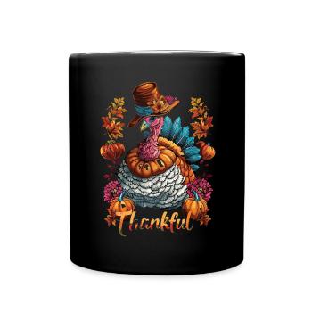 Dankbares Gobble Wobble Thanksgiving - Tasse einfarbig - Schwarz - Vorne