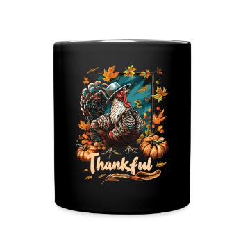 Dankbares Gobble Wobble Thanksgiving - Tasse einfarbig - Schwarz - Vorne